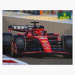 Charles Leclerc racing his 2024 F1 car abstract Jigsaw Puzzle
