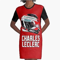 Charles Leclerc 2019 helmet Big Name Graphic T-Shirt Dress