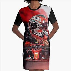 Wallpaper Charles Leclerc Art Graphic T-Shirt Dress