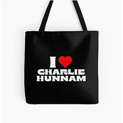 I Love Charlie Hunnam White Font All Over Print Tote Bag