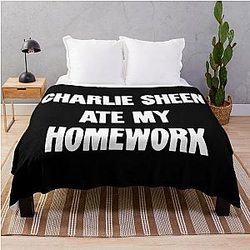 Charlie Sheen Ate My Homework Throw Blanket
