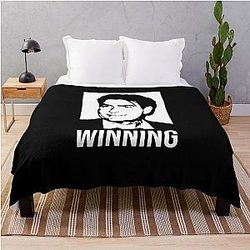 Charlie Sheen Winning Shirt Unisex Throw Blanket for Men and Women