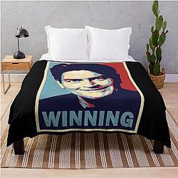 Winning by Charlie Sheen Throw Blanket