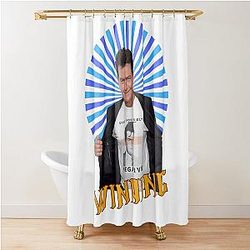 Charlie Sheen Opening Jacket Stay Positive Shirt With Winning Text Poster For Fans Gift For Pop Culture Enthusiasts Shower Curtain