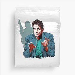 Charlie Sheen An illustration by Paul Cemmick Duvet Cover