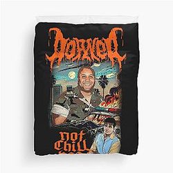 Christopher Dorner and Charlie Sheen Comic-Style Not Chill Bro For True Crime Fans Dark Humor Enthusiasts Duvet Cover