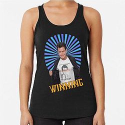 Charlie Sheen Opening Jacket Stay Positive Shirt With Winning Text Poster For Fans and Gift Pop Culture Enthusiasts Racerback Tank Top
