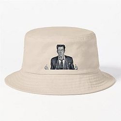 Charlie Sheen meditating in a bucket hat