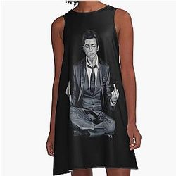 Charlie Sheen Meditating A-Line Dress