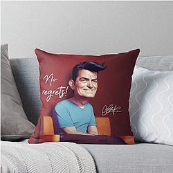 Charlie Sheen No regrets Throw Pillow