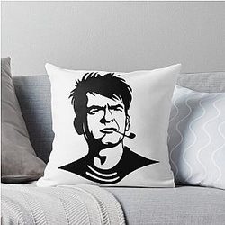 Charlie Sheen Black Throw Pillow