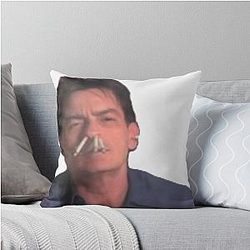 Charlie Sheen on Blunts Throw Pillow