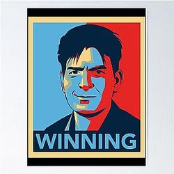 Charlie Sheen Winning Retro Pop Art Poster For Pop Culture Fans and Celebrity Art Collectors