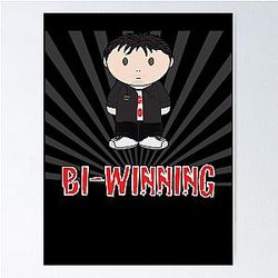 Charlie Sheen Chibi Cartoon Bi-Winning Poster For Pop Culture Fans Celebrity Art Collectors