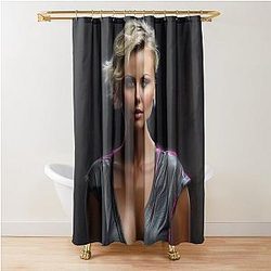 Digital design of Charlize Theron Shower Curtain