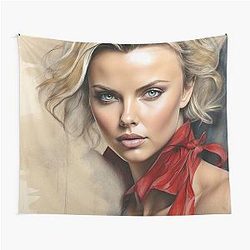 Digital design of Charlize Theron Tapestry