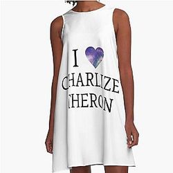 I Love Charlize Theron Galaxy A-Line Dress