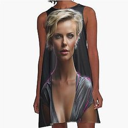 Digital Design of Charlize Theron A-Line Dress