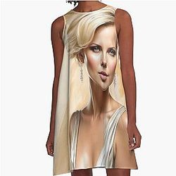 Digital design of Charlize Theron A-line dress.