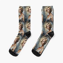 Digital design of Charlize Theron and her 21 socks