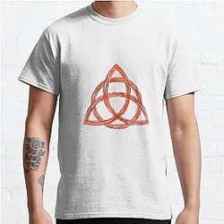 Red Charmed Sign  Triquetra  Witches Knot  Witch Symbol  Drawing for Spiritual Women Classic T-Shirt