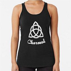 Charmed Sign  Triquetra  Witches Knot  Witch Symbol  Drawing for Spiritual Women Racerback Tank Top