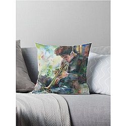 CHET BAKER watercolor portrait .1 Throw Pillow