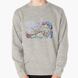 CHET BAKER watercolor and colored pens portrait Pullover Sweatshirt