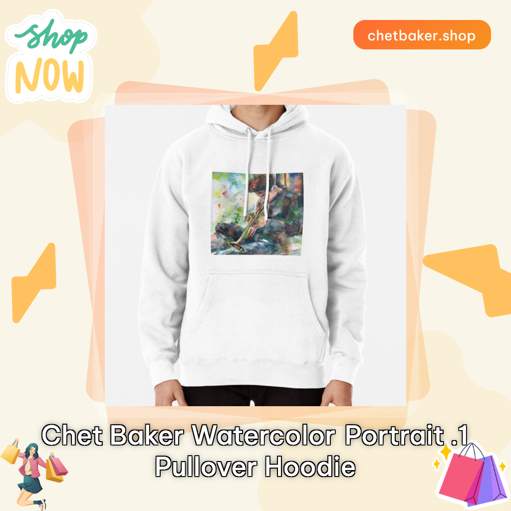 CHET BAKER watercolor portrait .1 Pullover Hoodie