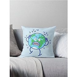 Desperate Earth scratching annoying humans off Throw Pillow