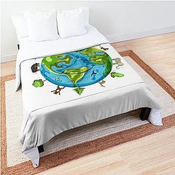 Smiling Earth With Animals Comforter