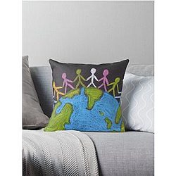 A human hand in hand on the earth Throw Pillow