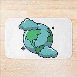Blue Earth in Clouds Bath Mat