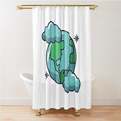 Blue Earth in Clouds Shower Curtain