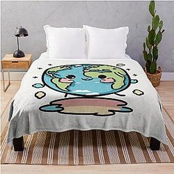 Cute earth planet colorful Throw Blanket