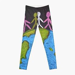 A human hand in hand on the earth Leggings
