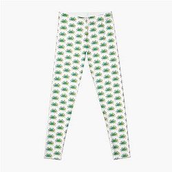 Earth Day Every Day Half Globe with Stick People on White Background Leggings