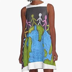A human hand in hand on the earth A-Line Dress