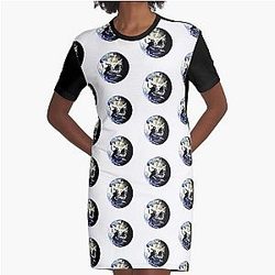 Earth Globe Graphic T-Shirt Dress