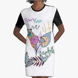 Rainbow  on the earth Graphic T-Shirt Dress