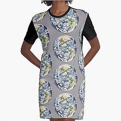 Planet Earth Graphic T-Shirt Dress