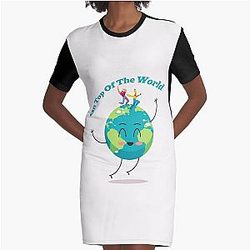 Happy people dancing on the earth Graphic T-Shirt Dress