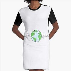 Earth heart beat Illustration, Earth pulse, Mother Earth Graphic T-Shirt Dress