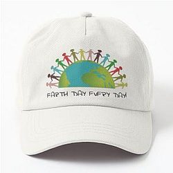 Earth Day Every Day Half Globe with Stick People on White Background Dad Hat