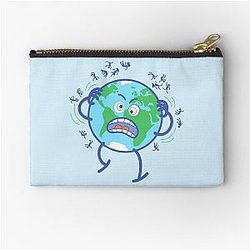 Desperate Earth scratching annoying humans off Zipper Pouch