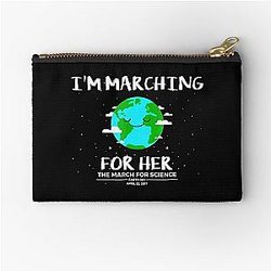 I'm Marching For Her The March For Science Earth Day Zipper Pouch