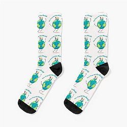 Happy people dancing on the earth Socks