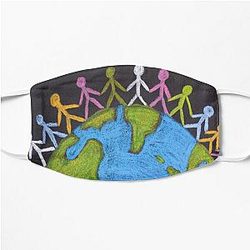 A human hand in hand on the earth Flat Mask