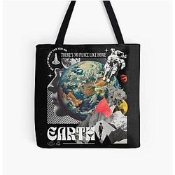 No Matter How Far You Go, Earth Is Always Home - Vintage Space Exploration Poster All Over Print Tote Bag