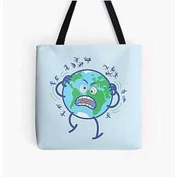 Desperate Earth scratching annoying humans off All Over Print Tote Bag